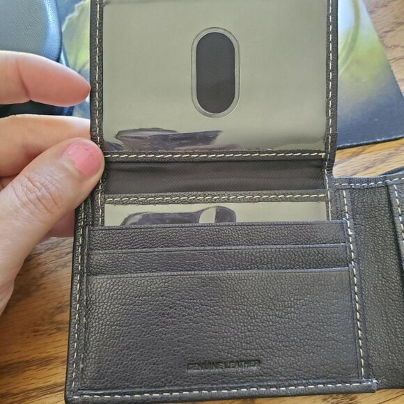 Men's Leather Passcase Security RFID Wallet, Navy Blue, One Size - Picture 4 of 12